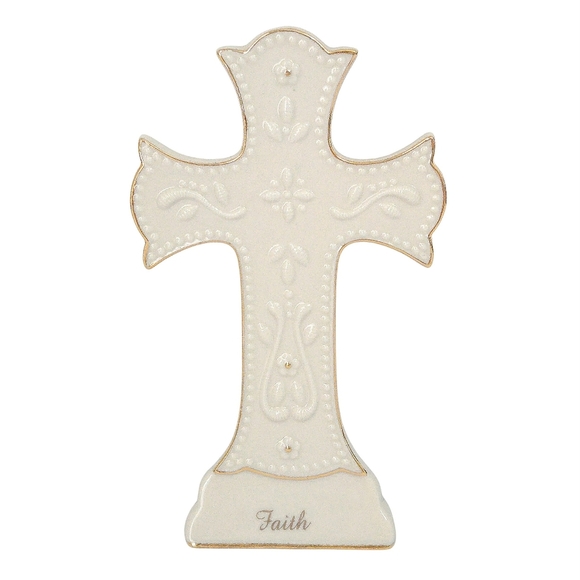 NWOT Lenox Ivory Gold Faith Christian Cross Sweet Inspirations Ceramic Figurine - Picture 1 of 6